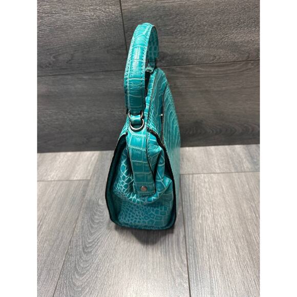 Patricia Nash Leather Croc Embossed Nela NorthSouth Frame Tote green bag A386257 - Picture 5 of 9